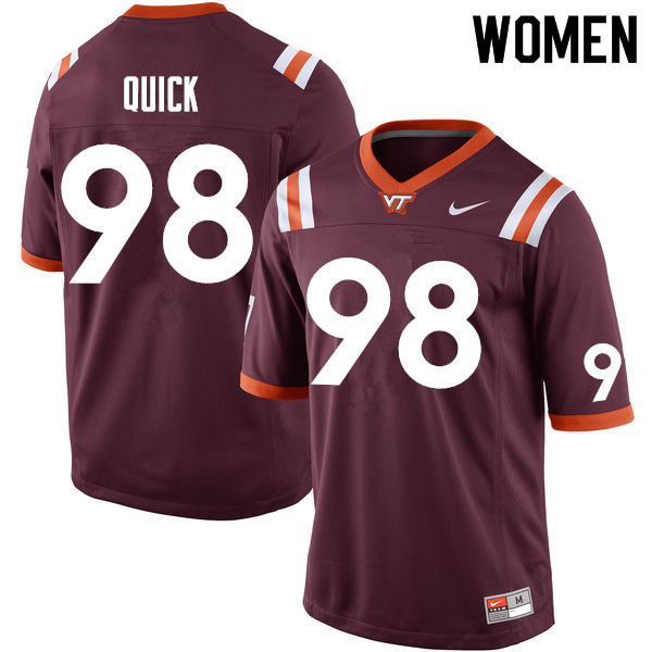 Women #98 Caleb Quick Virginia Tech Hokies College Football Jerseys Sale-Maroon - Click Image to Close